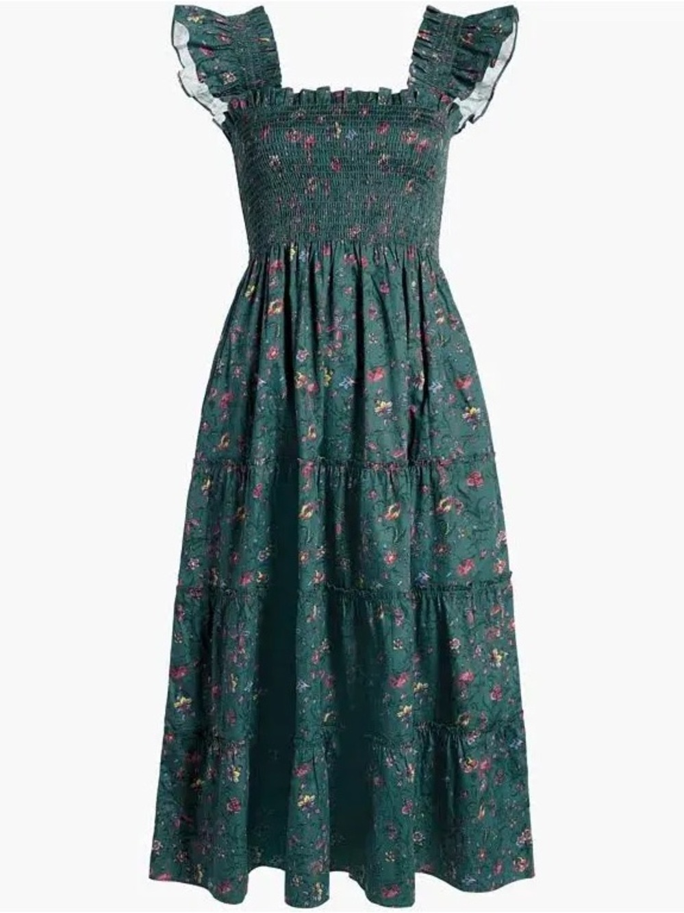 Hill House Home Ellie Nap Dress in Bottle Green Fleur Chintz Size L